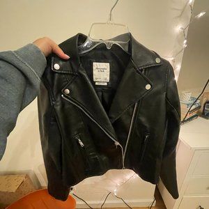 Abercrombie Black Leather Jacket - Medium